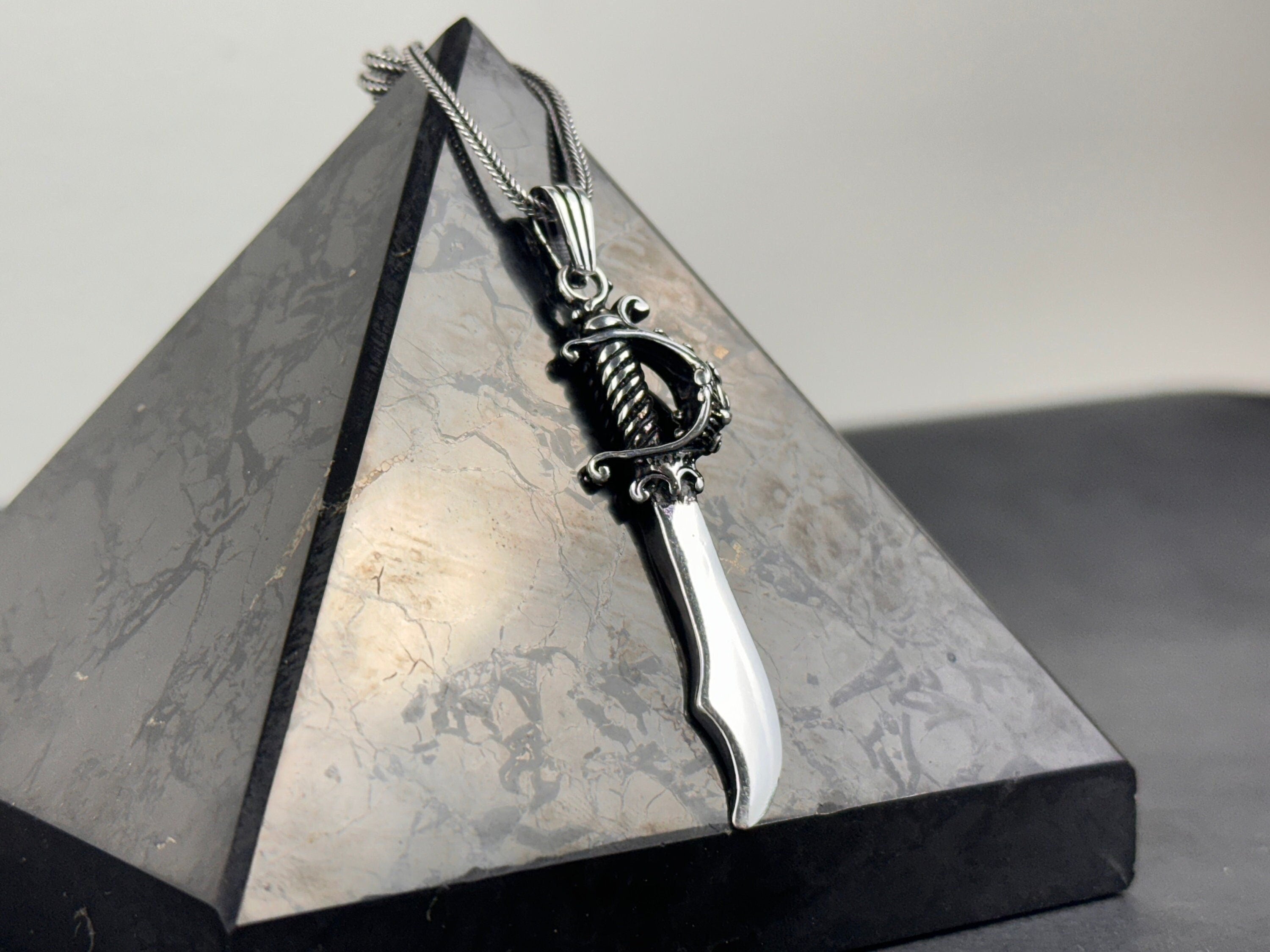 Sword Necklace Pendant: Sterling Silver Viking and Spartan Style