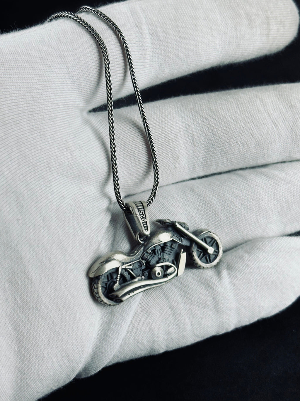 Ghost Rider Necklace: Silver Motorcycle Pendant (Multiple Chain Lengths)