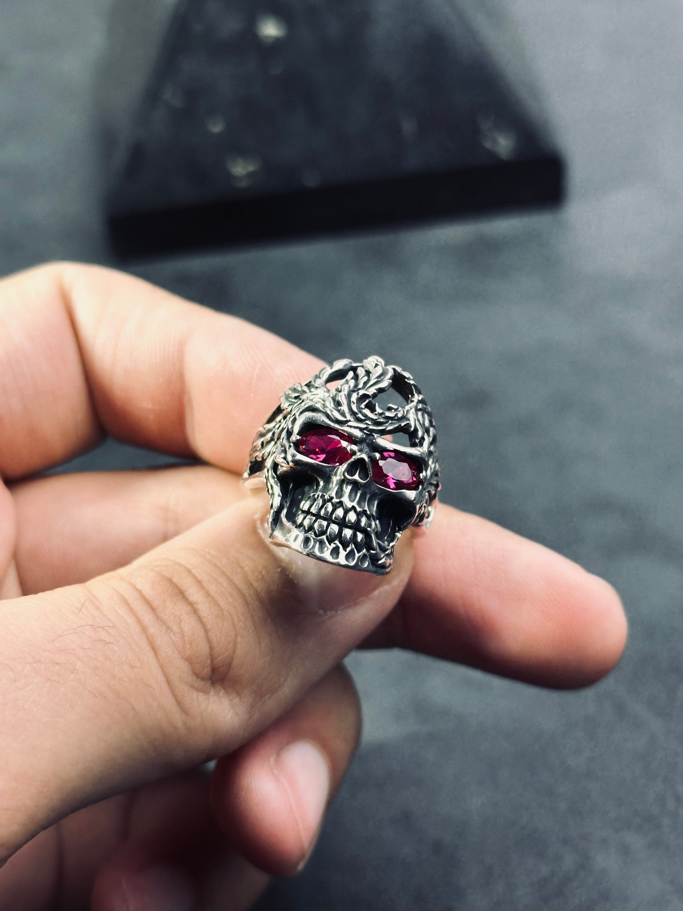 Skull Ring: Chunky Sterling Silver - Handmade Gothic Style
