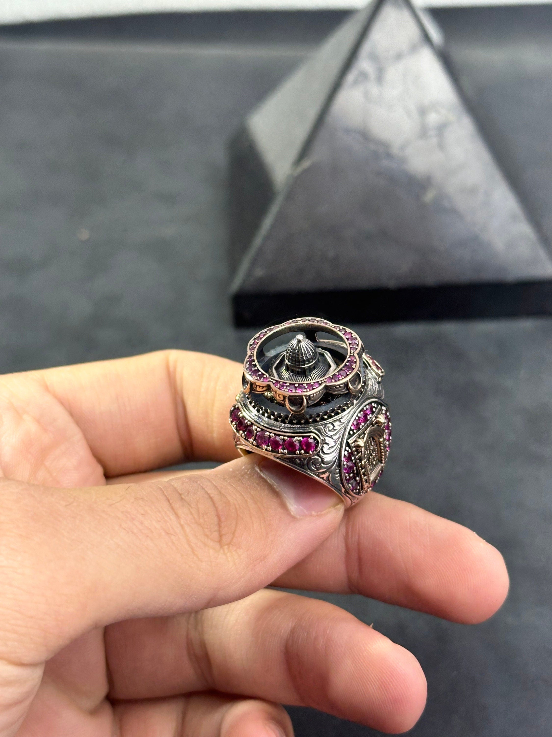 Islamic Sterling Silver Ring, Al Aqsa Masjid Oversized (Handmade)