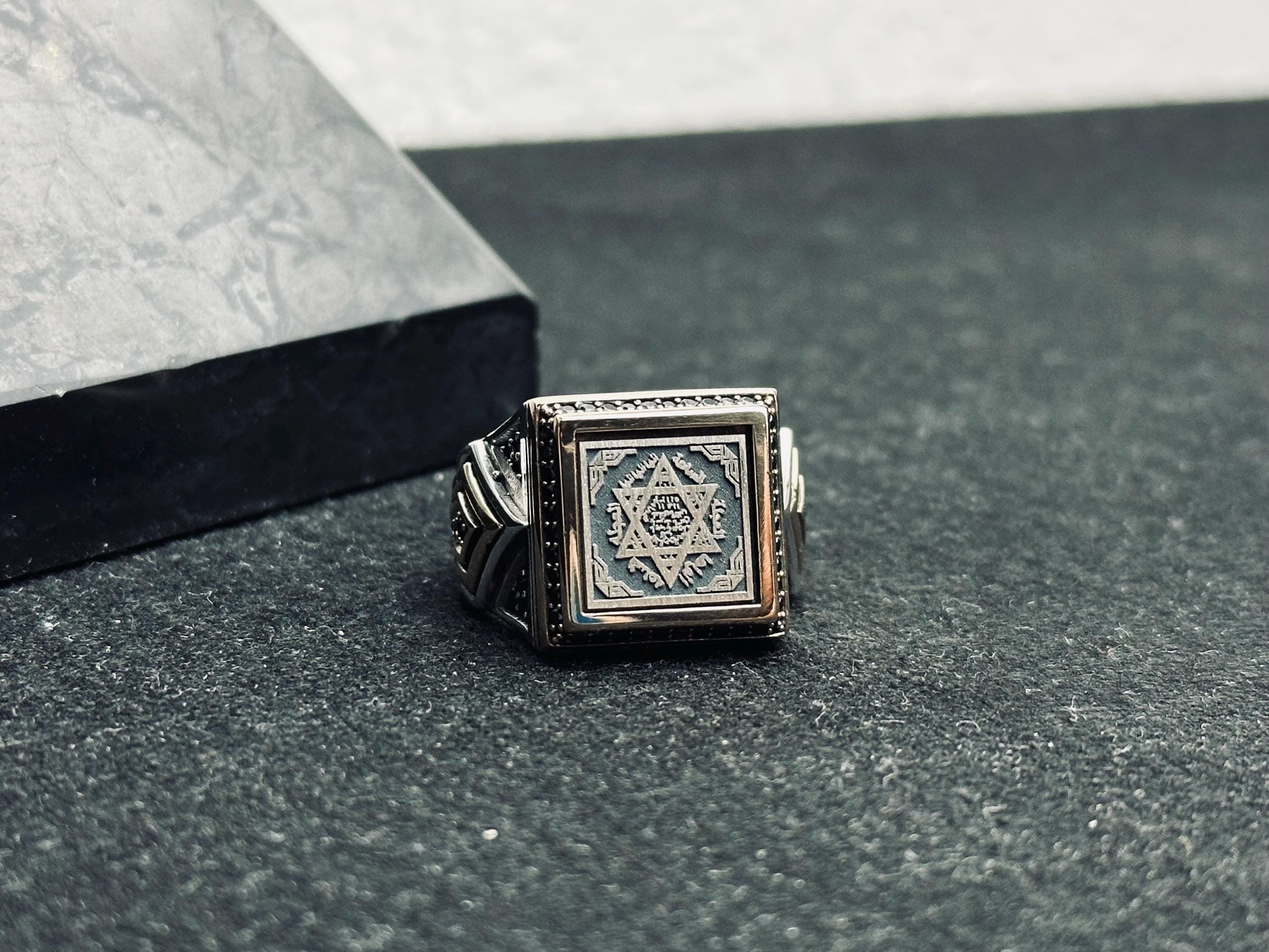 Minimal Square Seal of Solomon Ring: Handmade Sterling Silver
