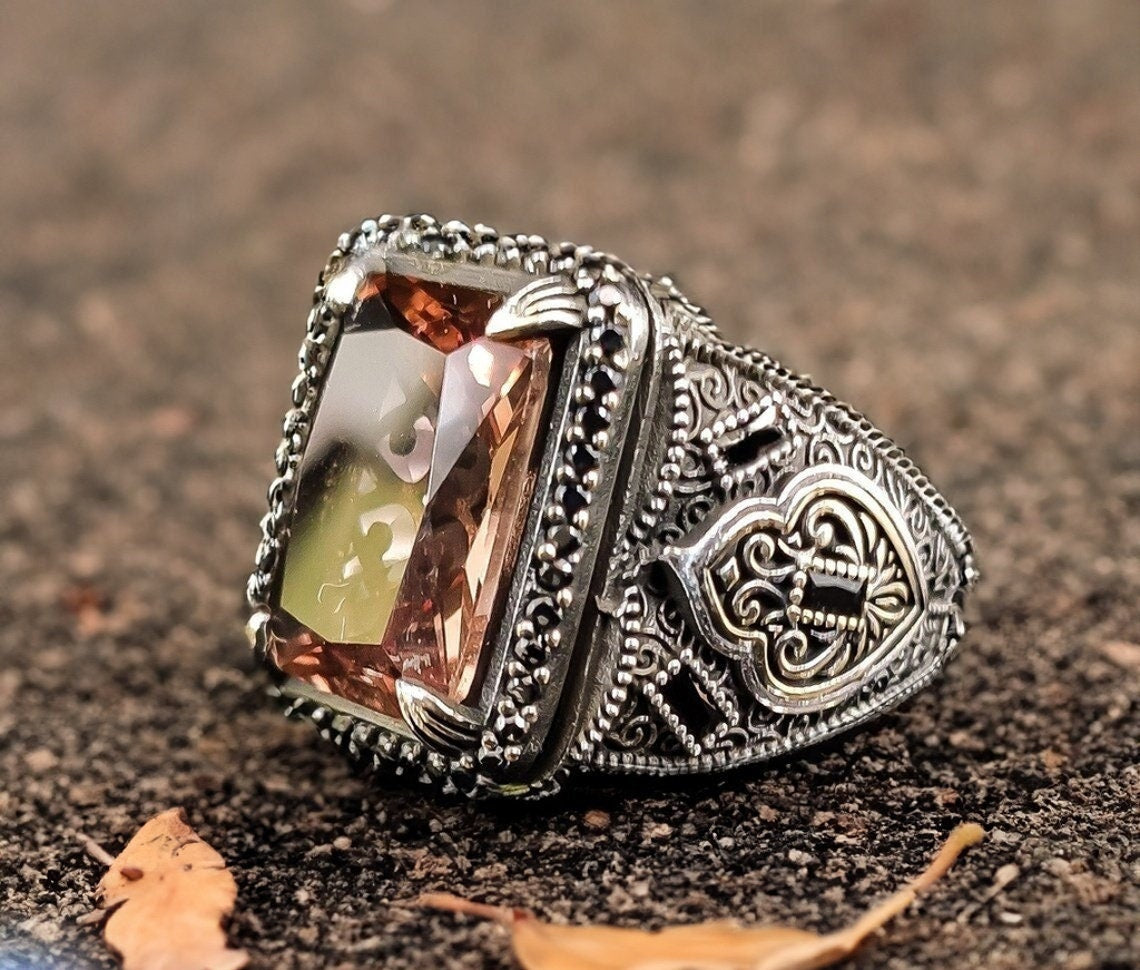 Sultanite Gemstone Ring, Sterling Silver, Mystic Color Change (Men's Size)