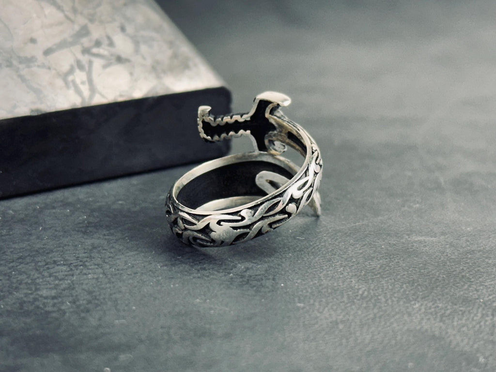Sterling Silver Sword Ring - Adjustable Zulfiqar Style