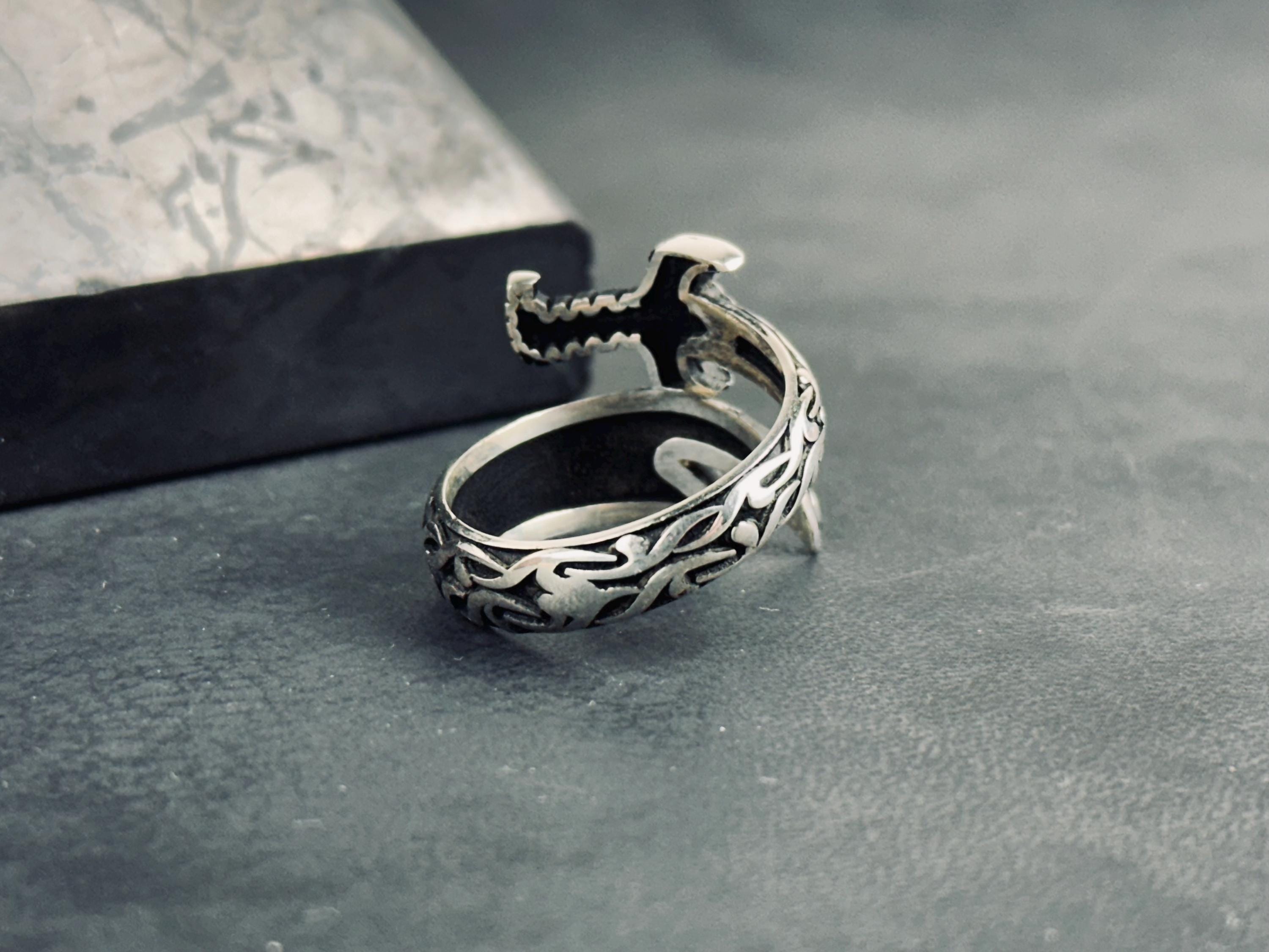 Sterling Silver Sword Ring - Adjustable Zulfiqar Style