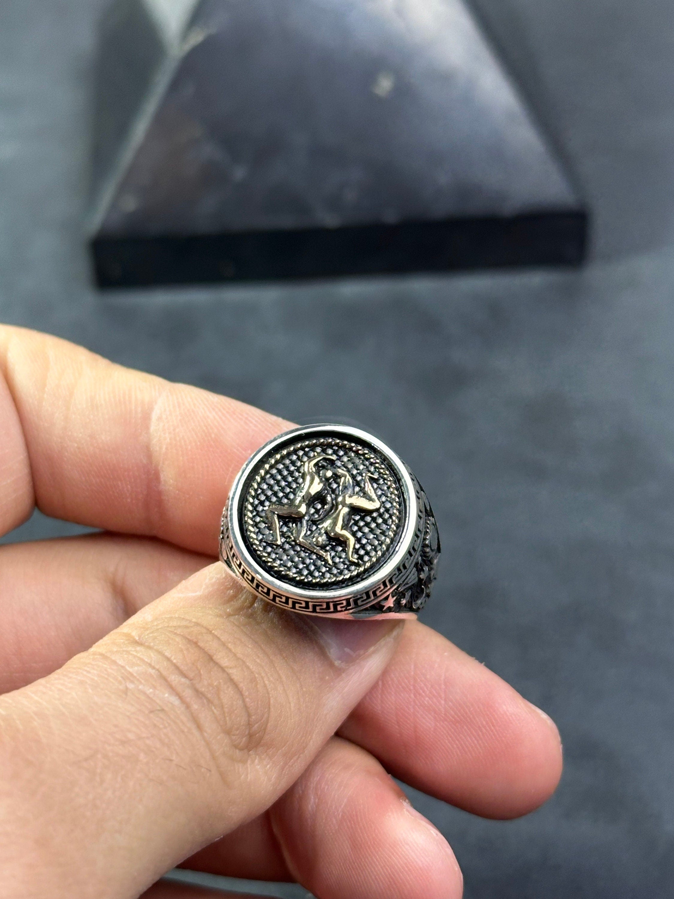Sterling Silver Gemini Ring - Dainty Astrology Signet Band