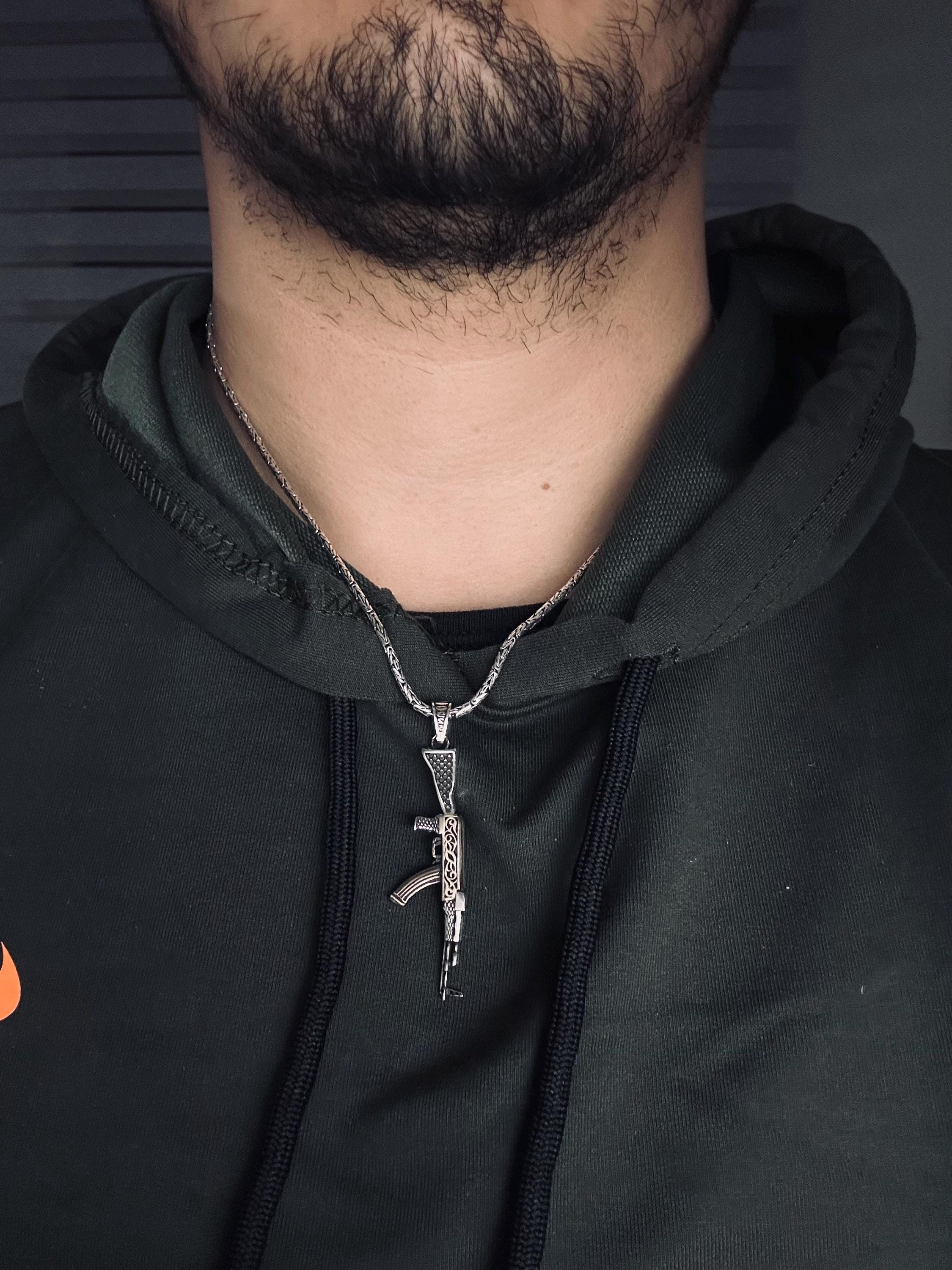 AK47 Pendant Necklace: Bold Sterling Silver (Men's Statement Jewelry)