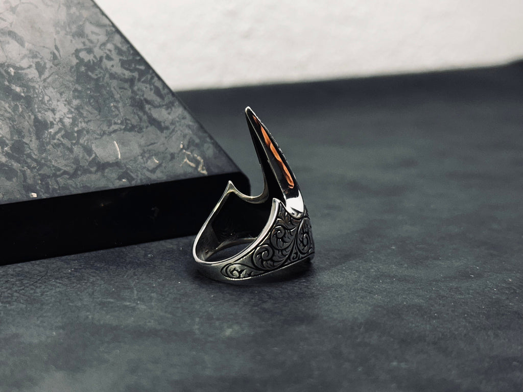 Thumb Ring: Sterling Silver Ouroboros Design (Medieval Zihgir Style)