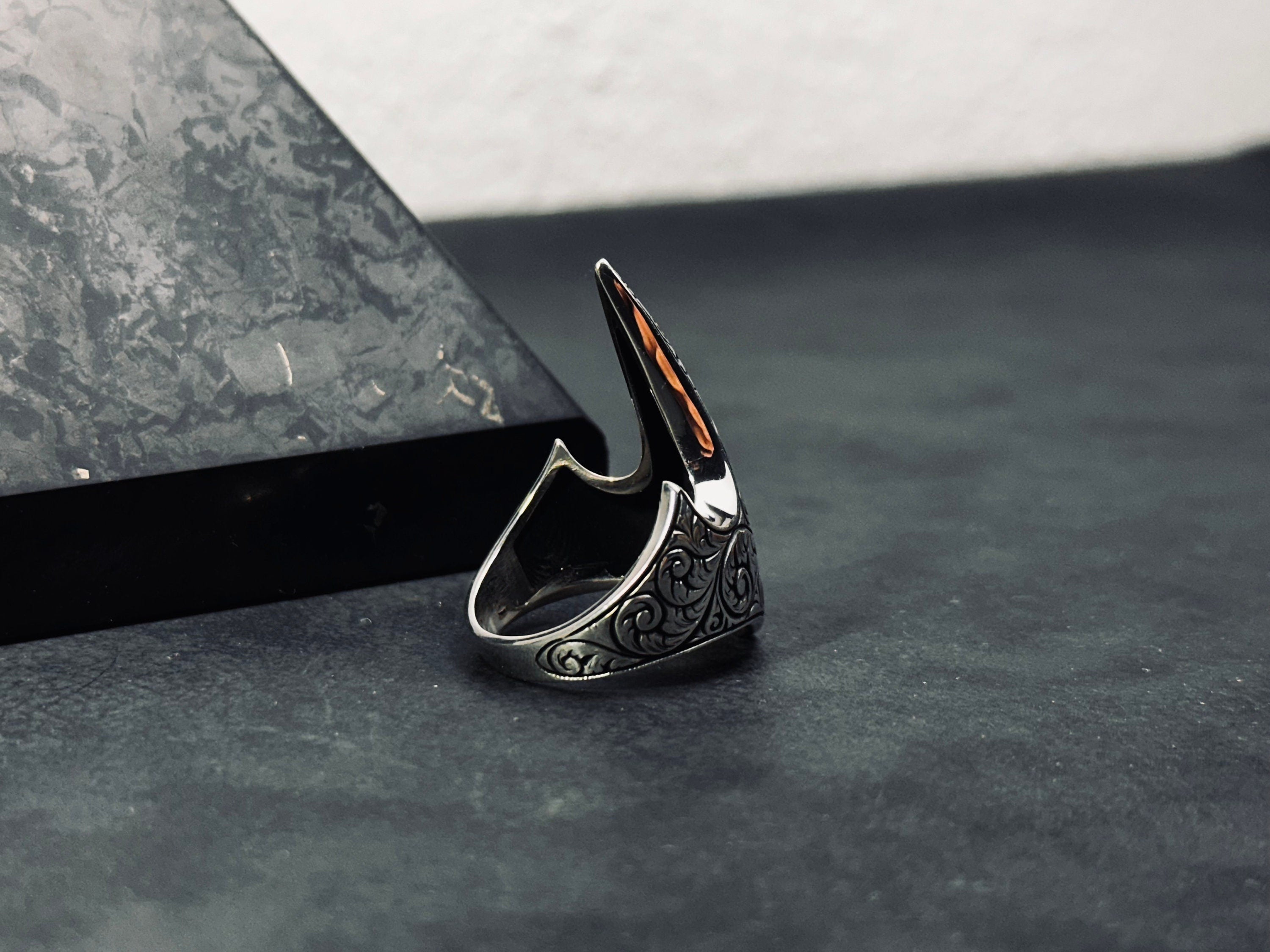 Thumb Ring: Sterling Silver Ouroboros Design (Medieval Zihgir Style)