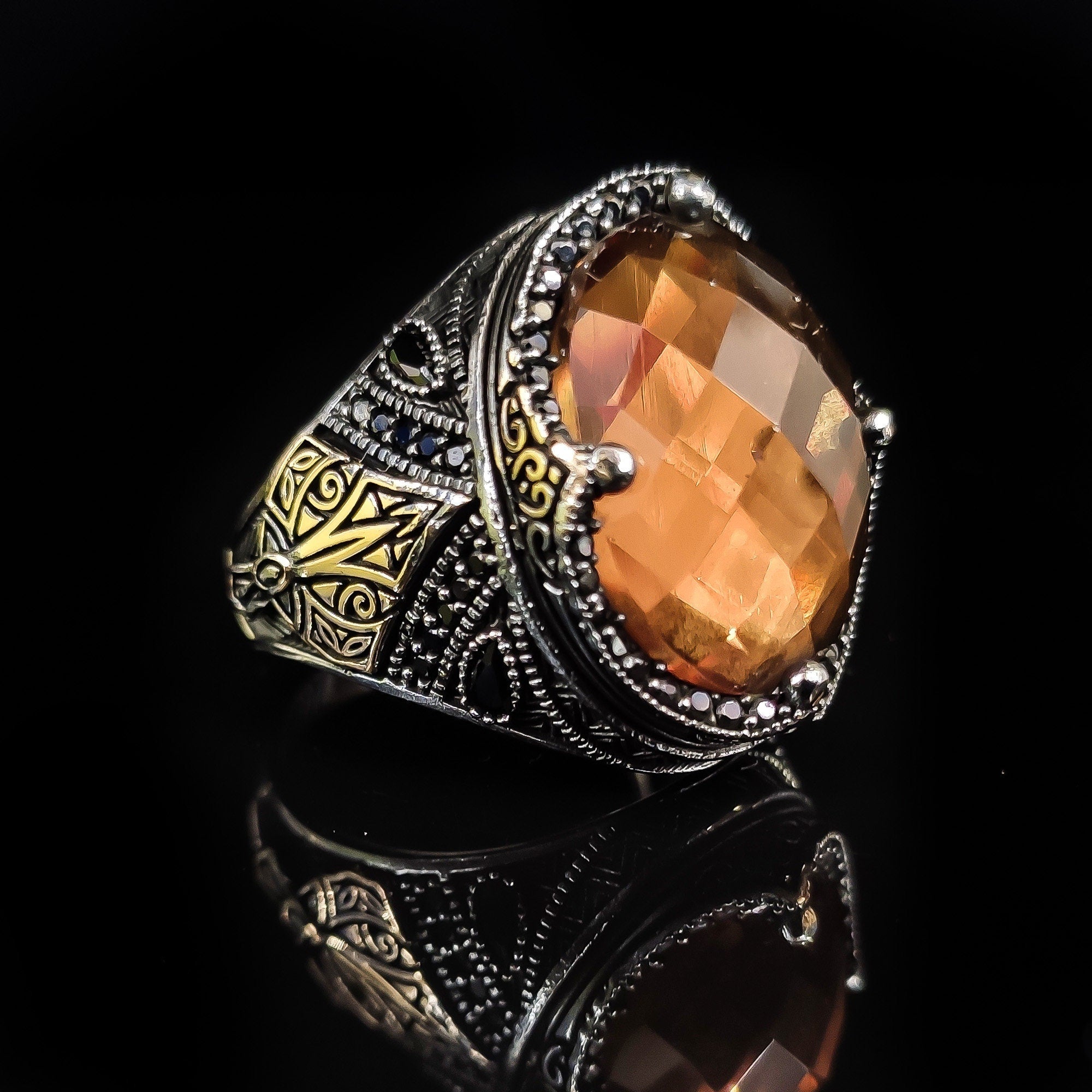 Sterling Silver Ring: Rare Sultanit Gemstone - Handmade Statement Jewelry