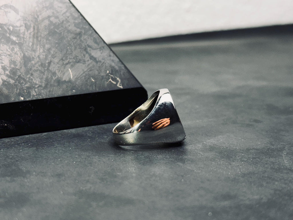 Sterling Silver Ring: Engraved Greek Style - Handcast Finish