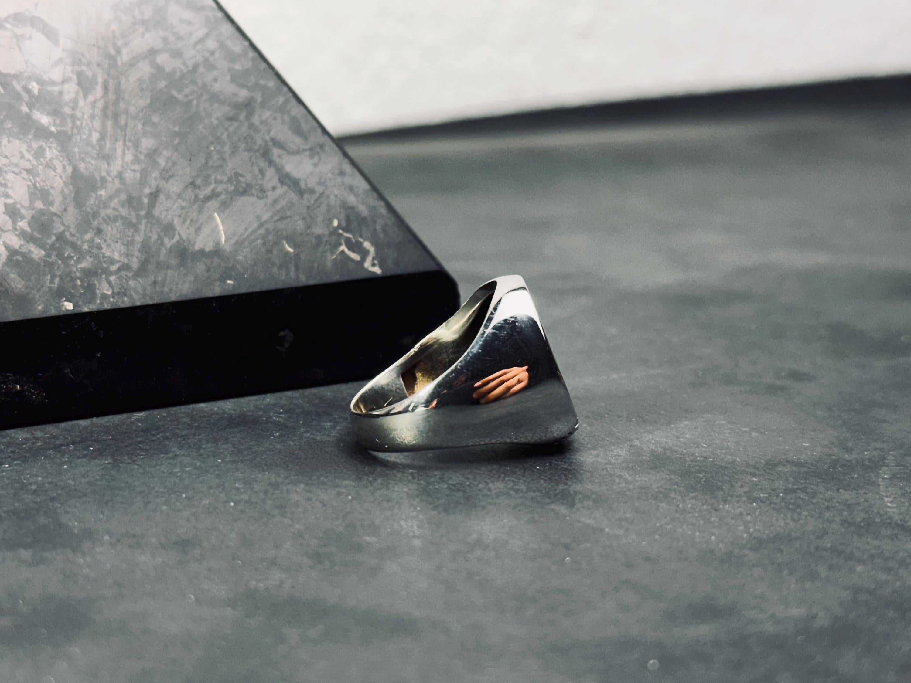 Sterling Silver Ring: Engraved Greek Style - Handcast Finish