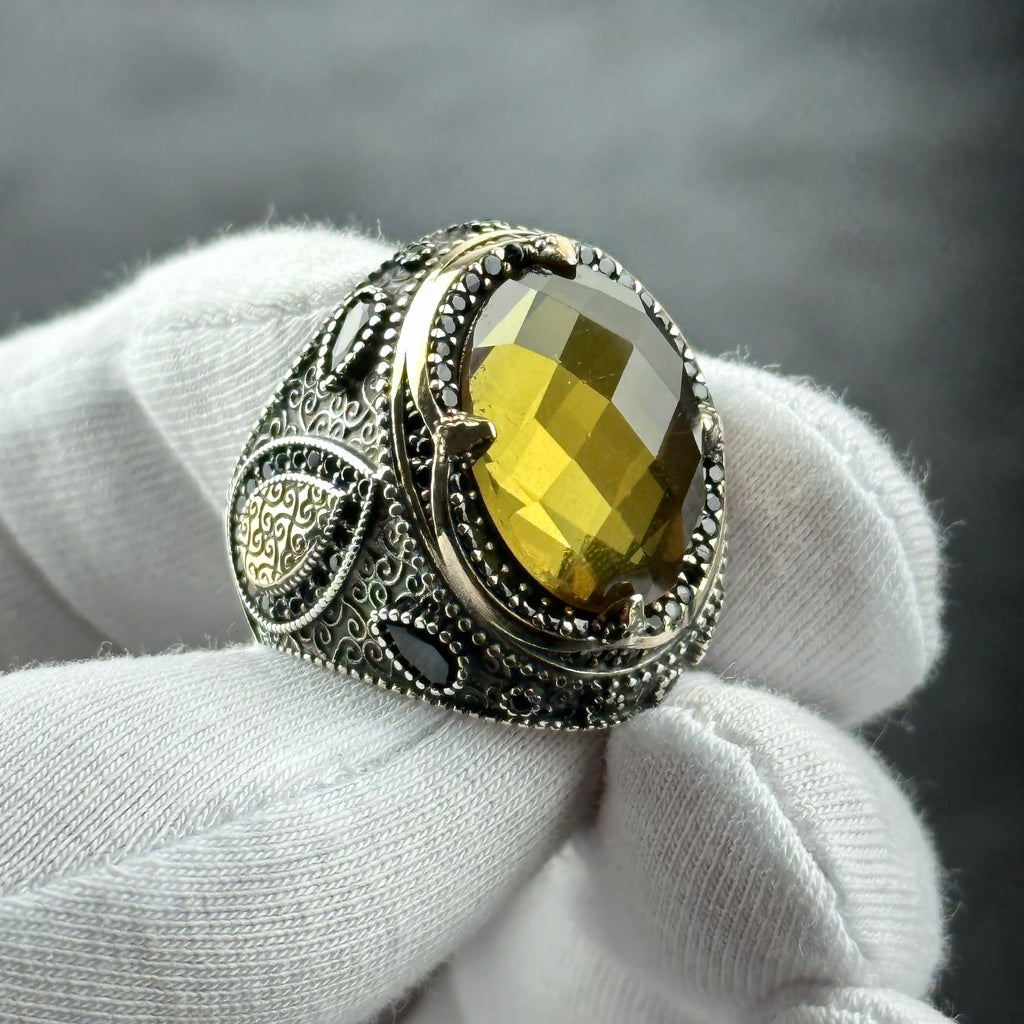 Engraved Sultanite Ring: Sterling Silver Jewelry (Color Changing Gem)