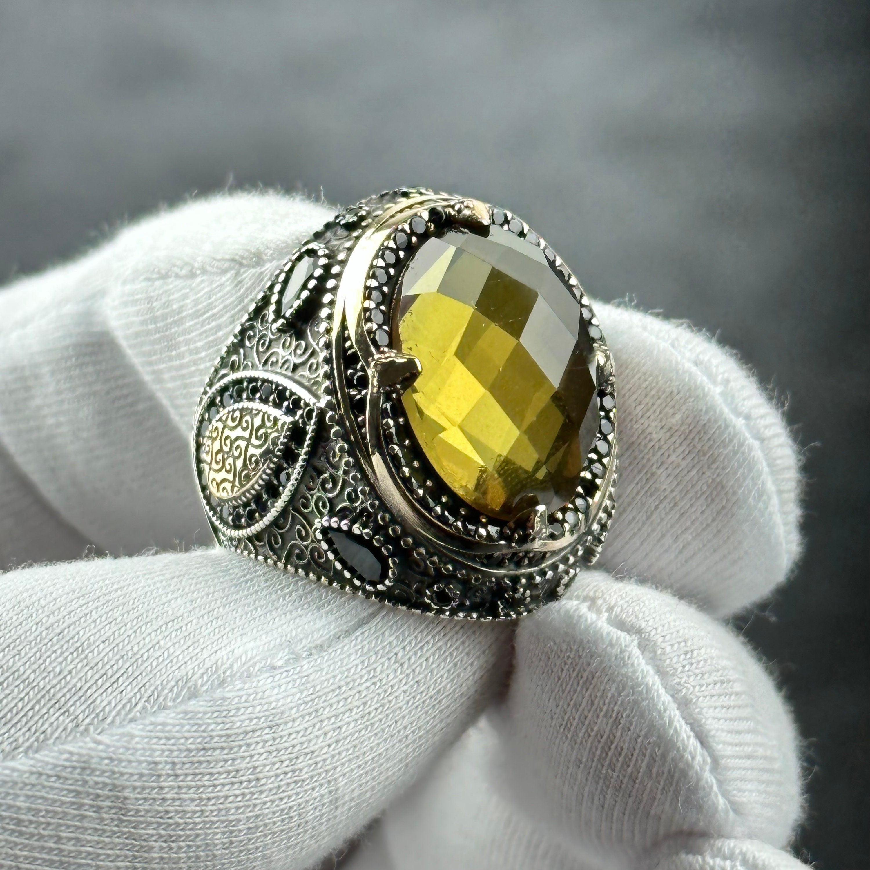 Engraved Sultanite Ring: Sterling Silver Jewelry (Color Changing Gem)