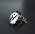 Embroidered Sword Moon Star Ring: Handmade 925 Sterling Silver
