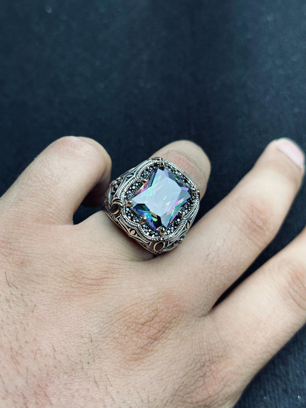 Mystic Topaz Ring: Bold Handmade Jewelry (Turkish 925 Silver)