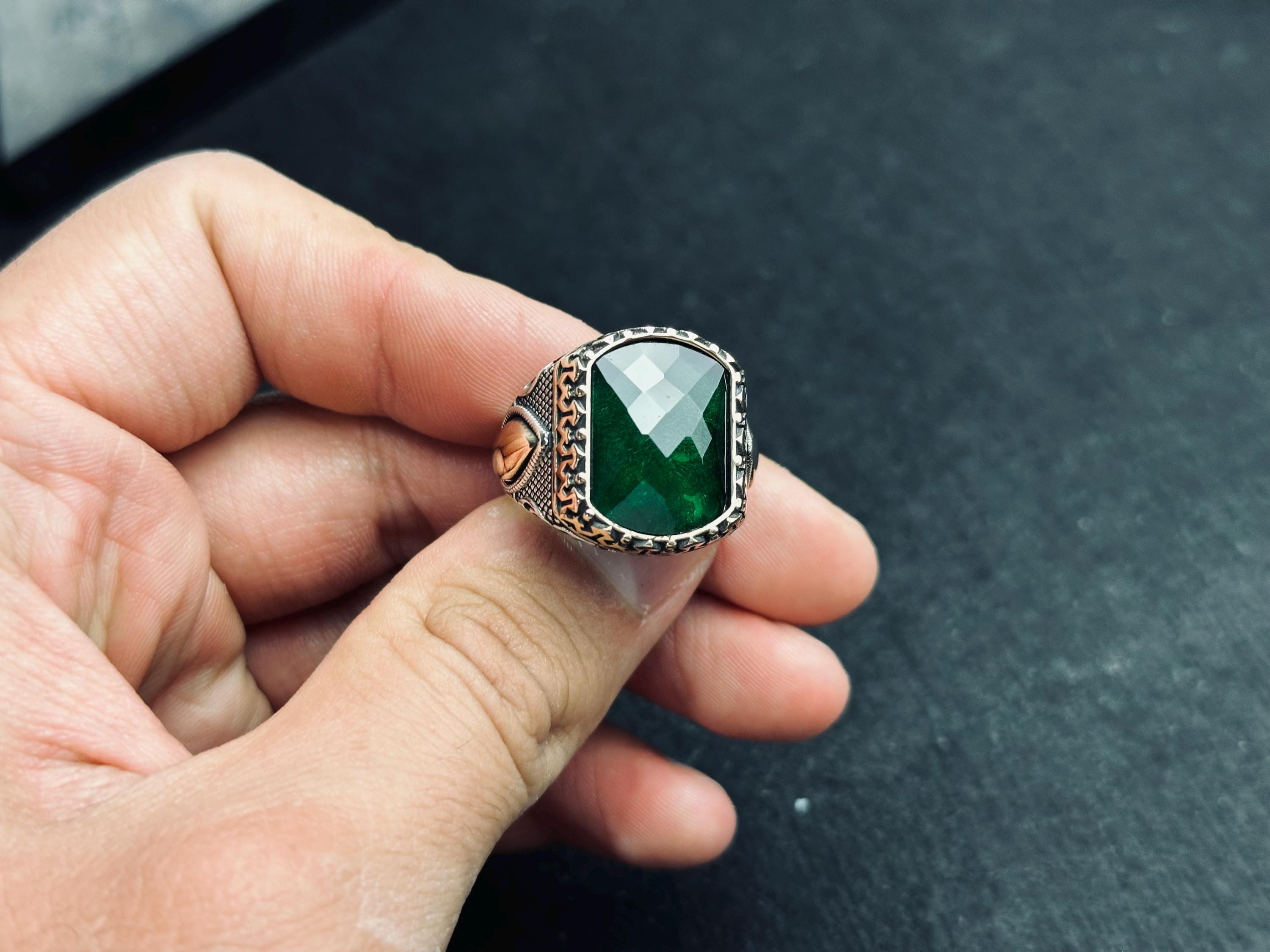 Colombian Emerald Ring: Handmade Sterling Silver Statement Jewelry