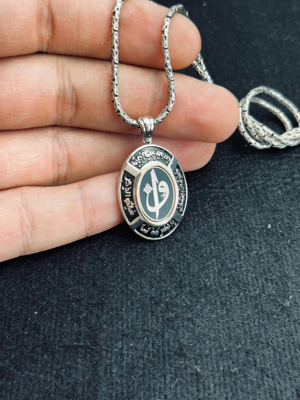 Vav Pendant Necklace: Sterling Silver Calligraphy (Handmade, Turkish Design)