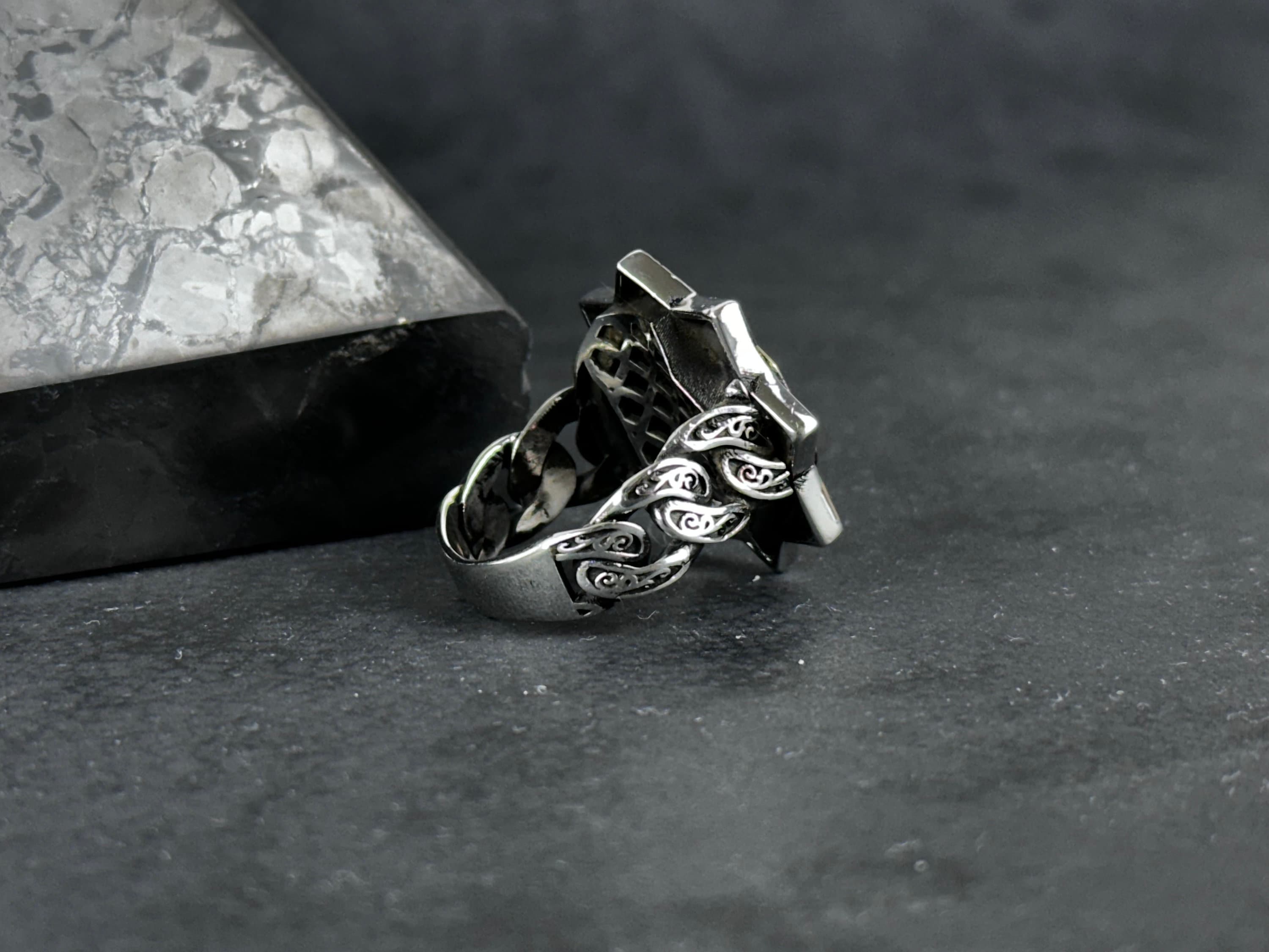 Solomon Seal Ring: Sterling Silver Statement Jewelry (Octagonal Star)