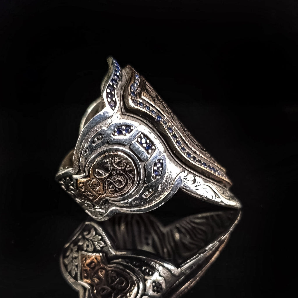 Silver Seal of Solomon Ring, Zihgir Style (Handmade, 925 Sterling)