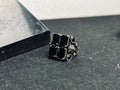 Men’s Square Zircon Ring: Bold Black Sterling Silver (Handmade)