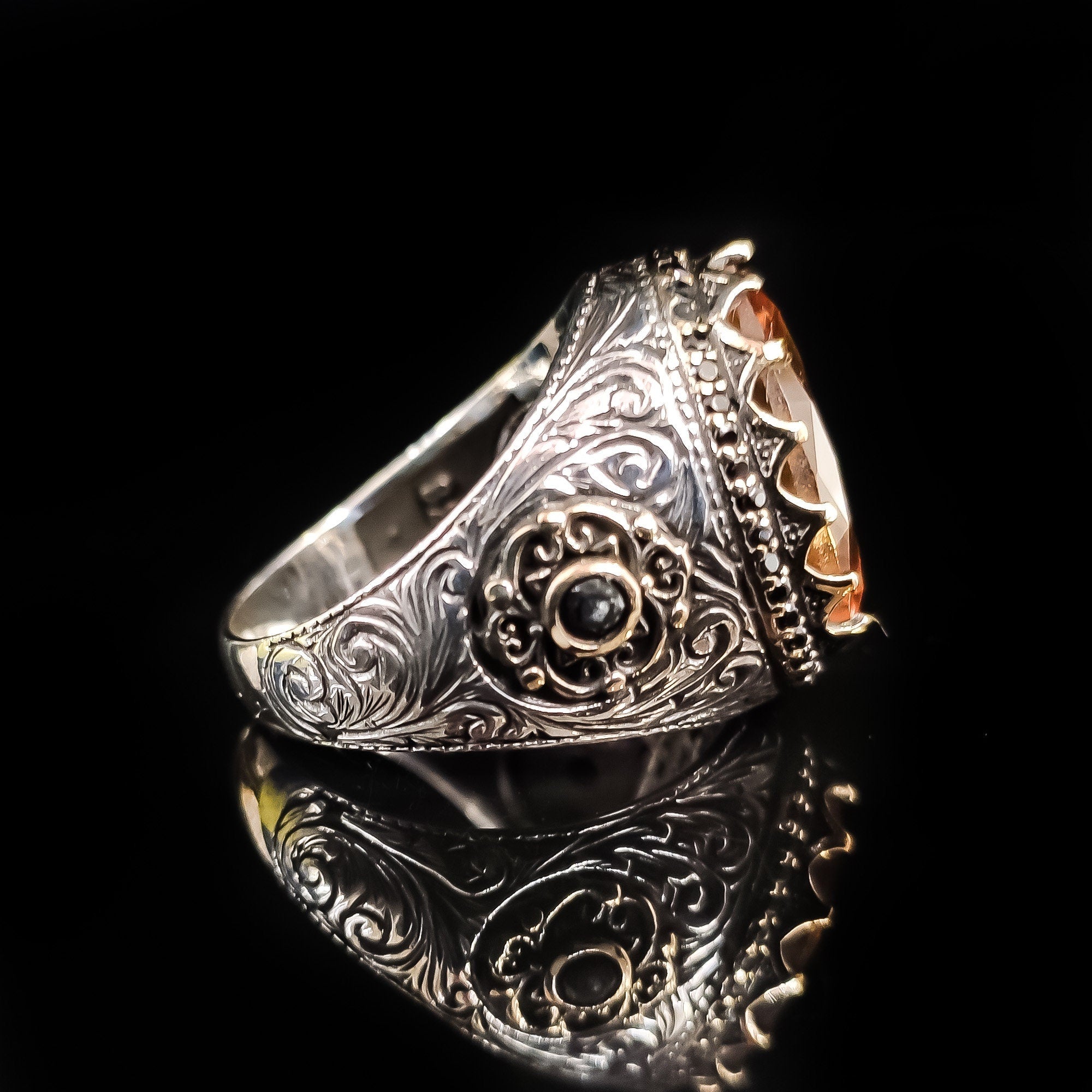 Sterling Silver Ring: Sultanit Gemstone - Handmade Abstract Style