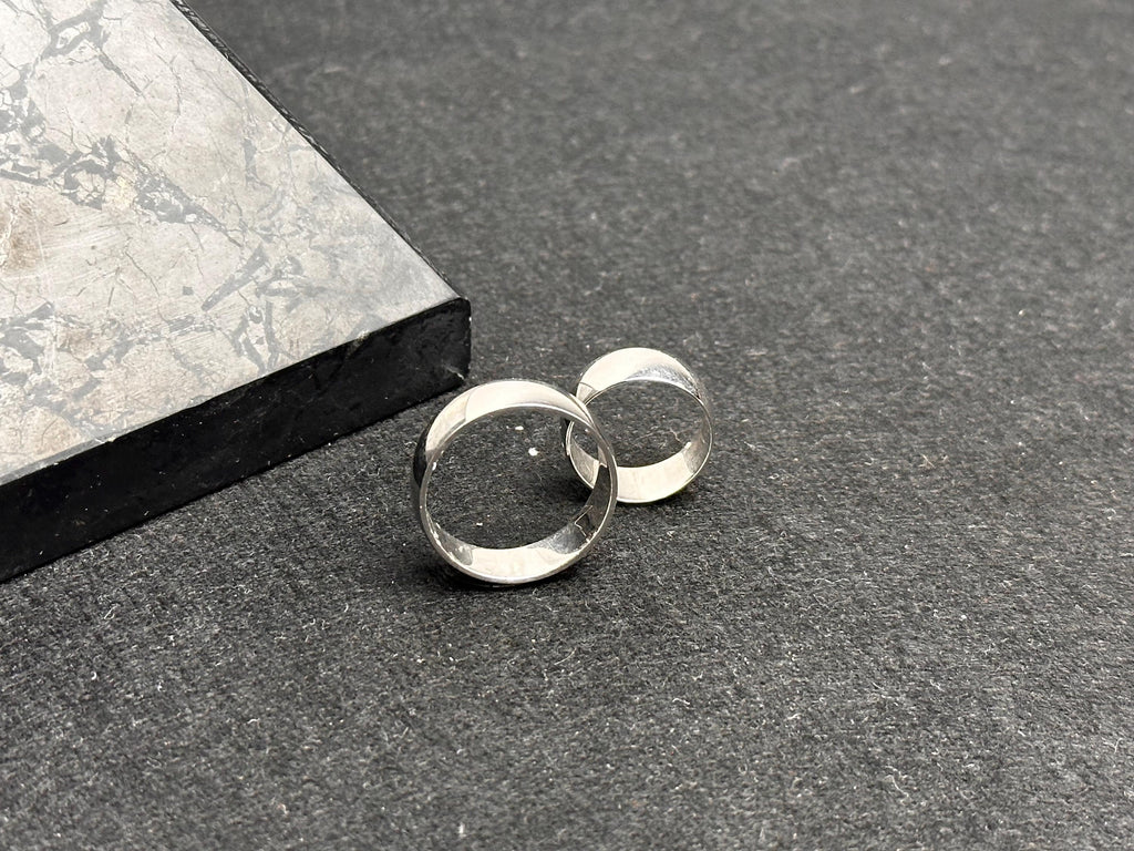 Sterling Silver Couple Ring Set - Personalized Wedding Bands