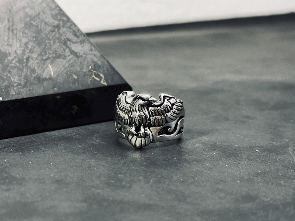 Gothic Sterling Silver Raven Ring, Crow Design (Unisex)