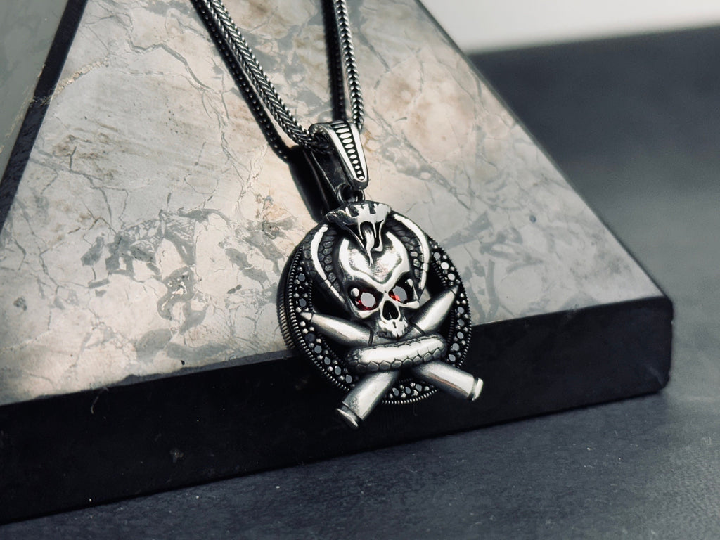 Sterling Silver Necklace: Skull and Crossbones - Chunky Pirate Chain
