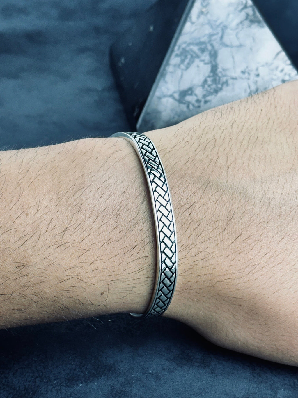 Sterling Silver Greek Cuff: Adjustable Handmade Bracelet (Men’s Jewelry)
