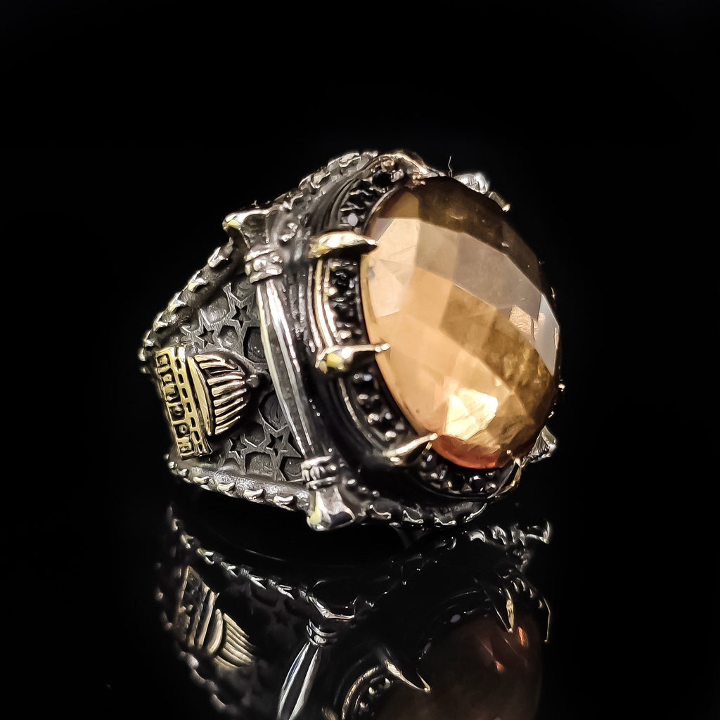 Sultanit Silver Ring, Mosque Design (Handmade, 925 Sterling)