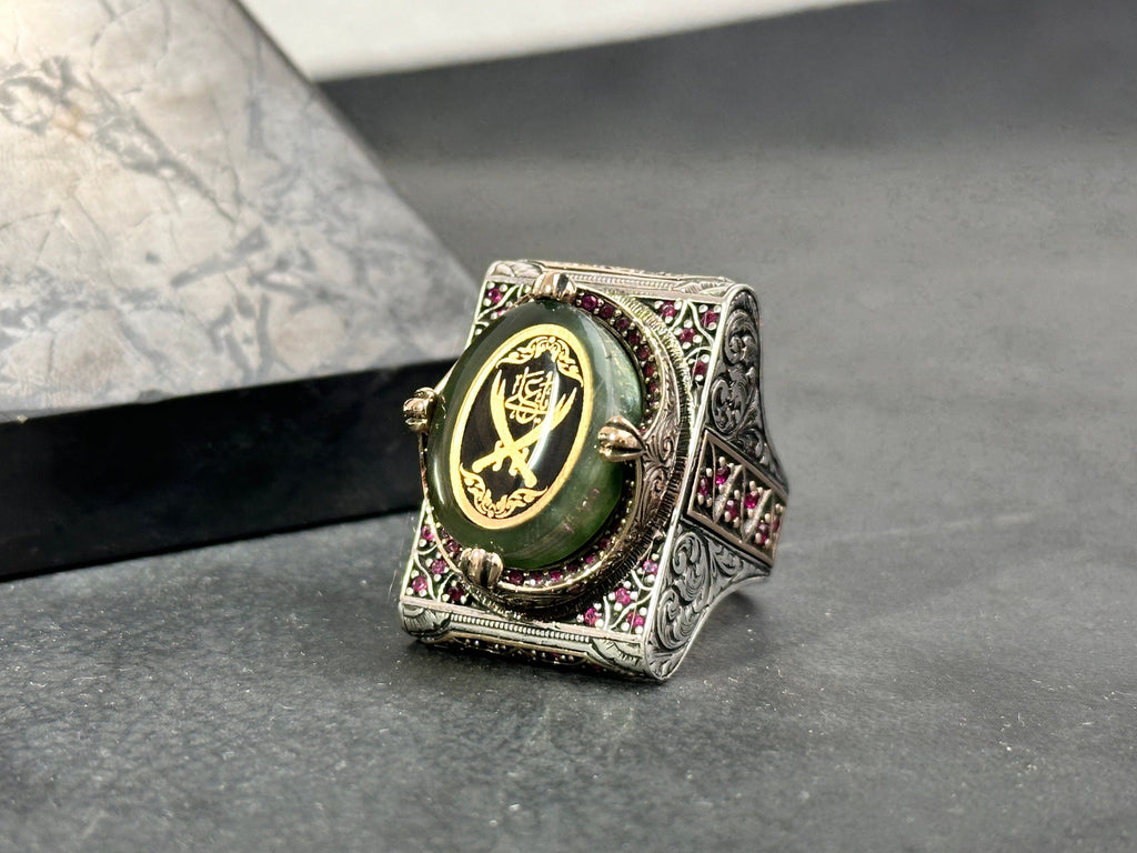 Zulfiqar Sword Ring: Handmade Sterling Silver, Large Men's Signet