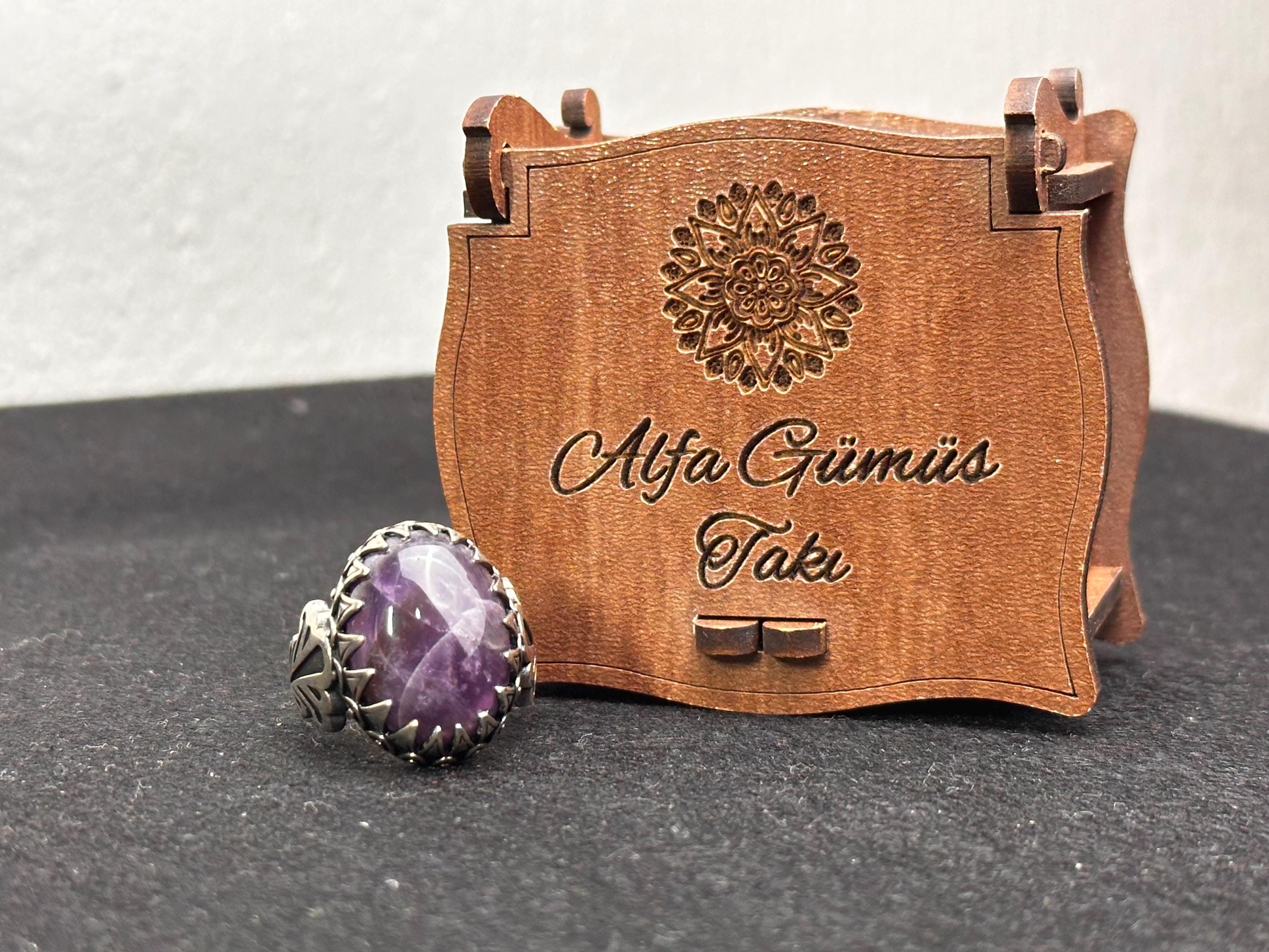 Hammered Amethyst Ring: Sterling Silver, Handmade for Men