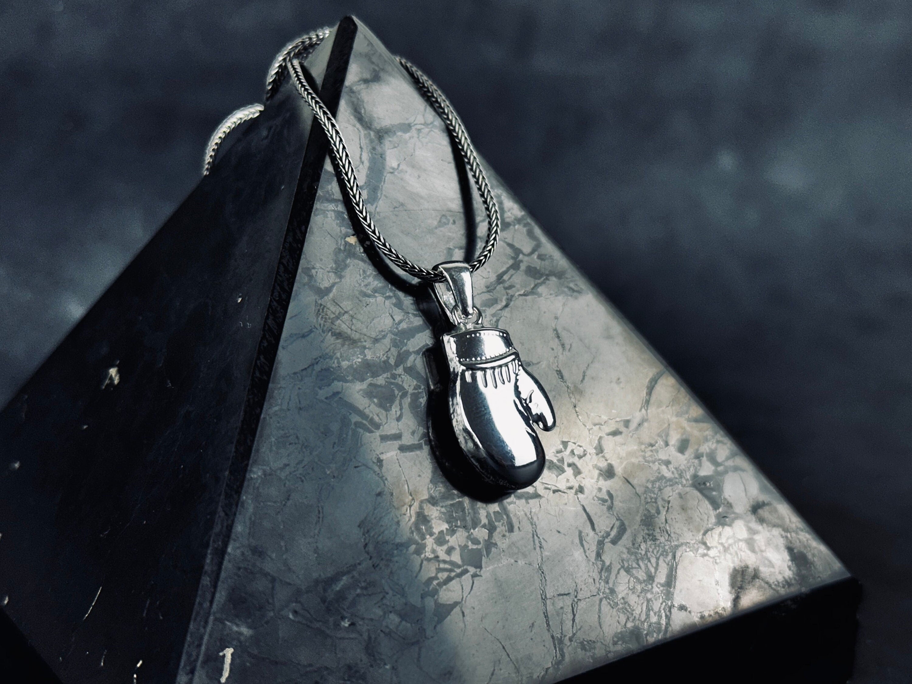 Boxing Glove Necklace - Silver Pendant on Chain