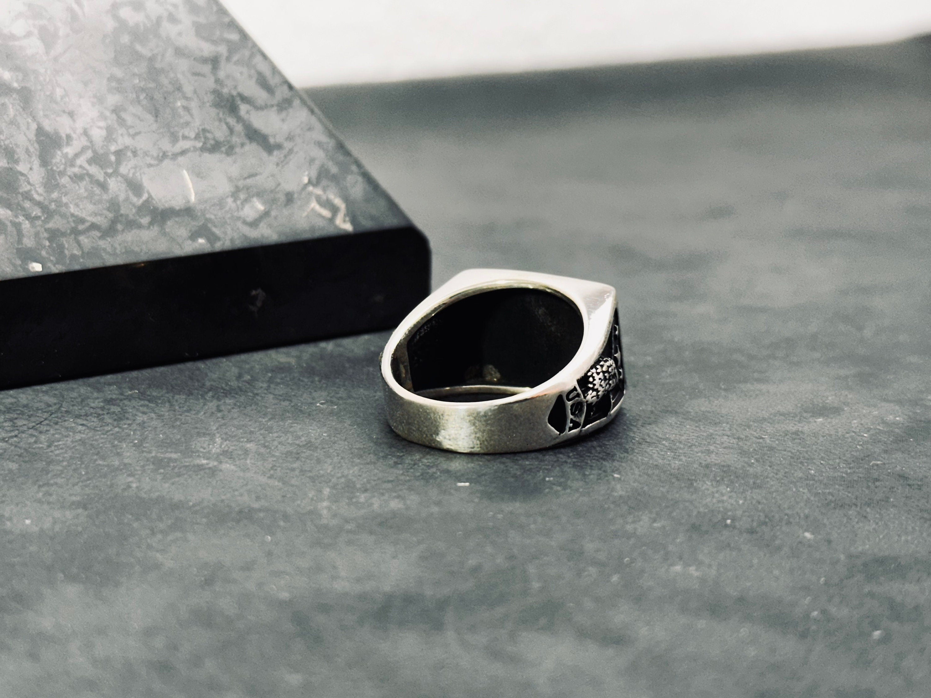 Eagle Ring: Sterling Silver American Flag Style (Men's Statement Jewelry)