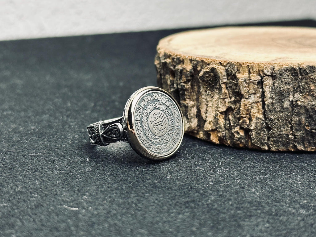 Sterling Silver Ring: Arabic Calligraphy Design - Handmade Unisex Jewelry
