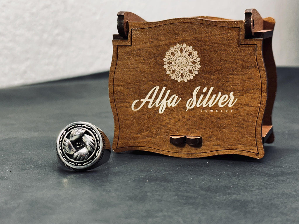 Sterling Silver Handshake Ring: Loyalty and Friendship Symbol