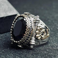 Men's Statement Silver Ring - Black Zircon, Ottoman Style