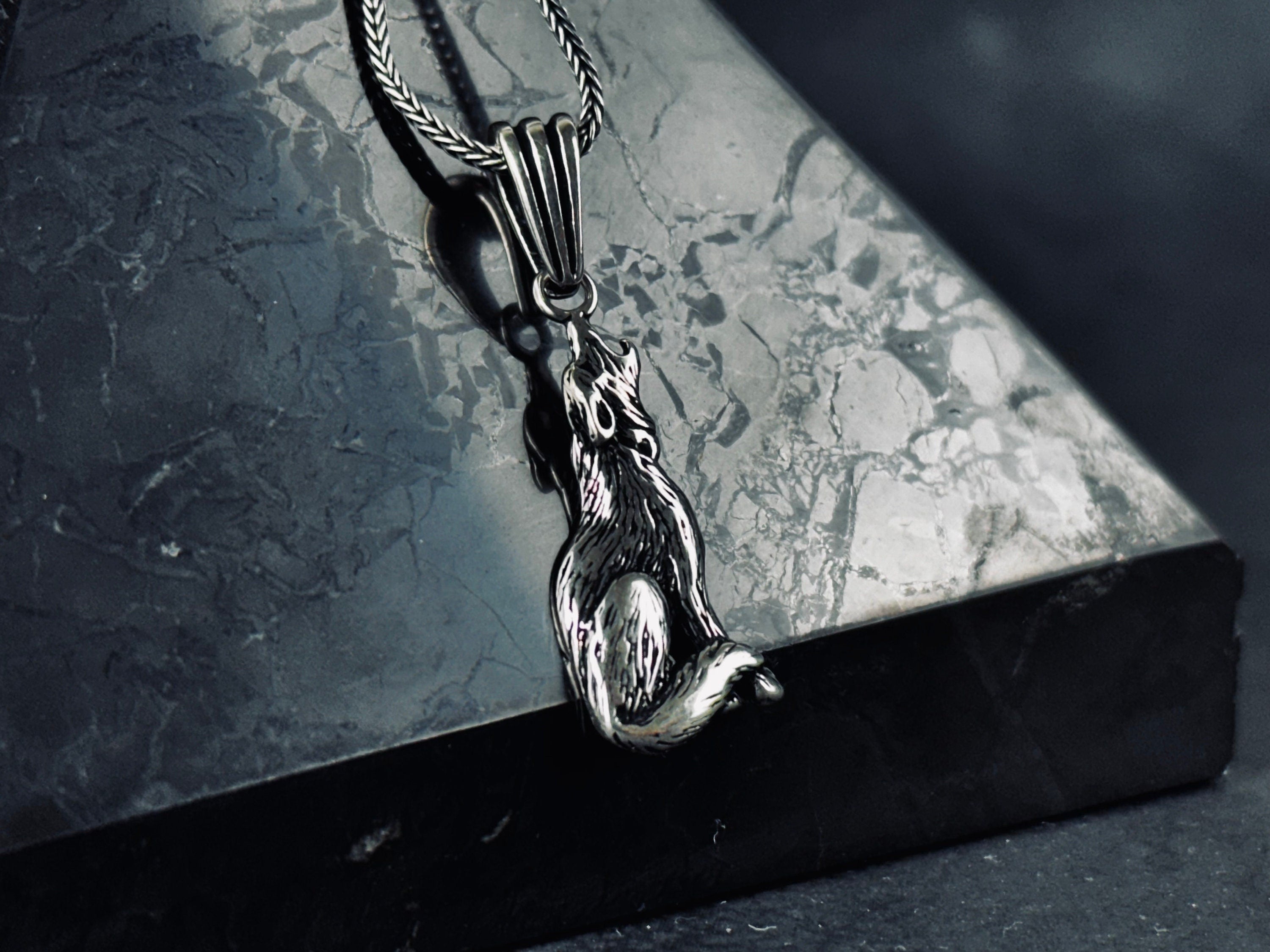 Wolf Pendant Necklace: Silver Handcrafted Jewelry (Multiple Chain Lengths)