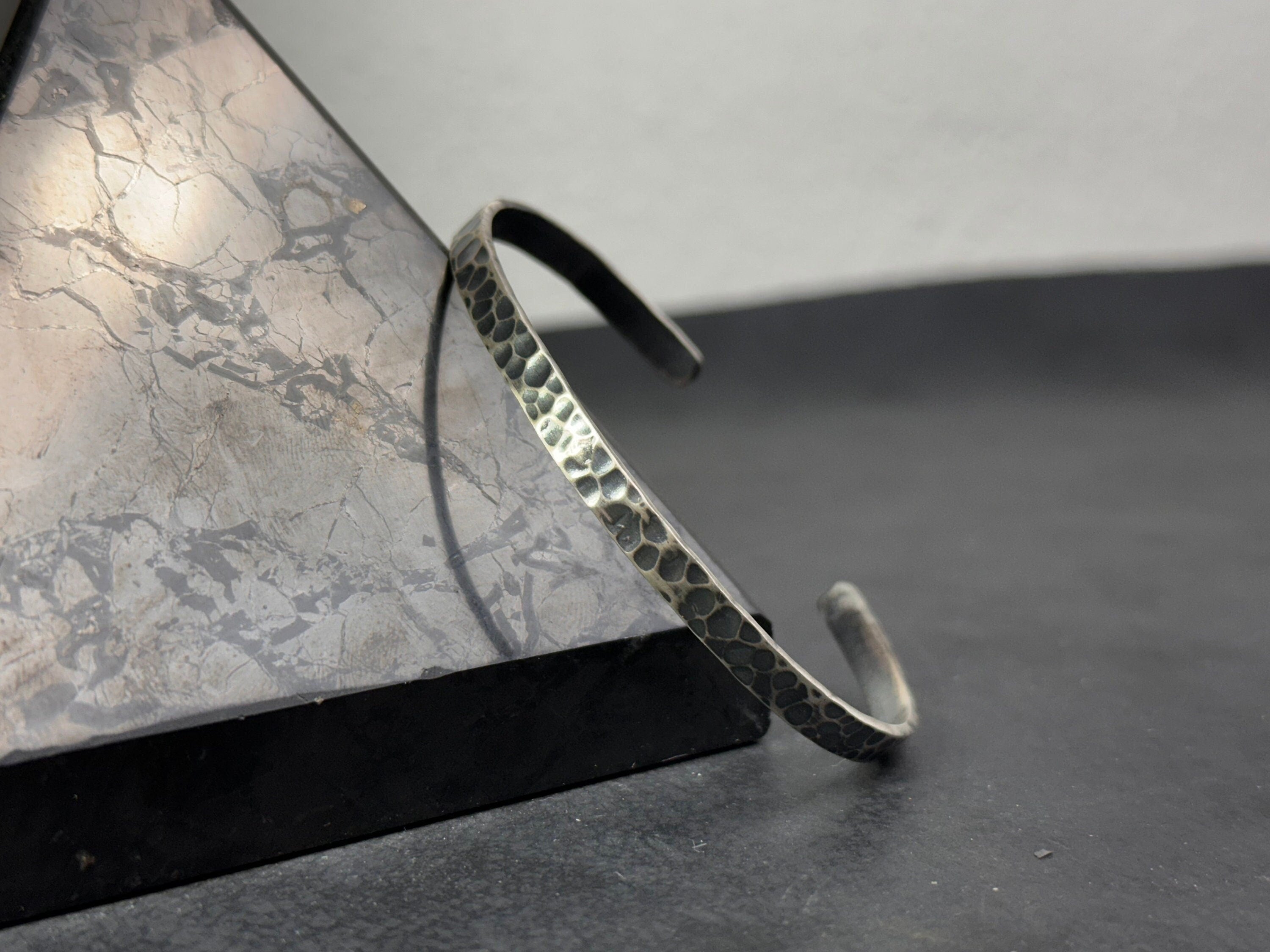 Hand Engraved Silver Cuff: Minimalist Design (Adjustable, Sterling)