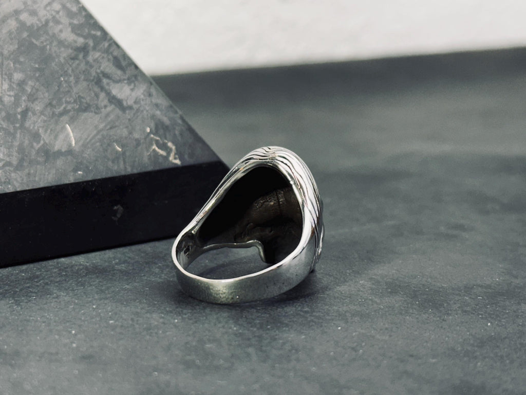 Sterling Silver Skull Ring: Handmade Gothic Biker Jewelry