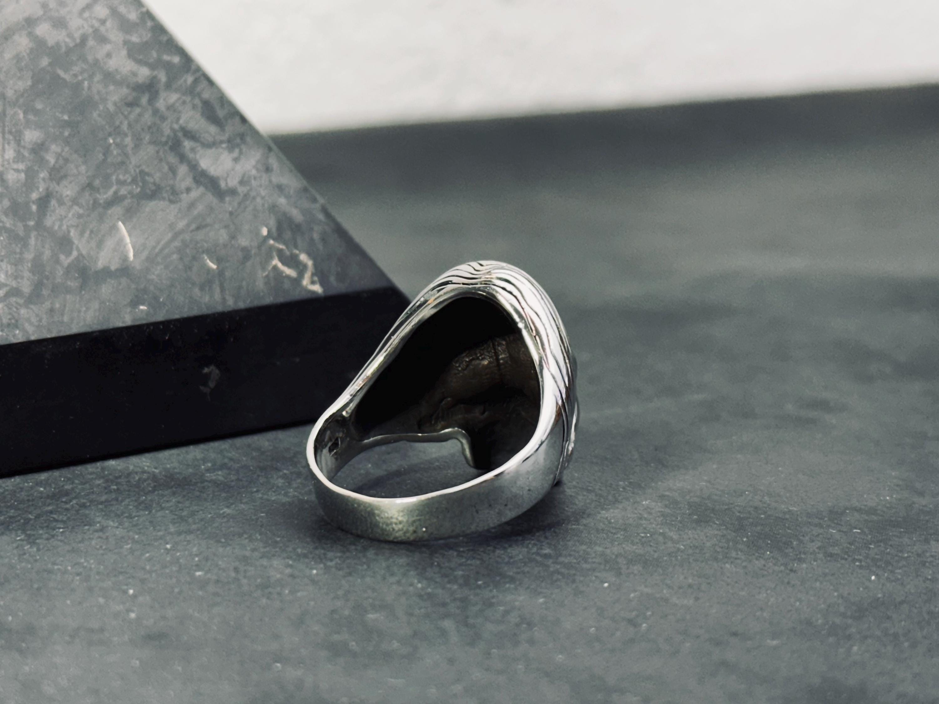 Sterling Silver Skull Ring: Handmade Gothic Biker Jewelry