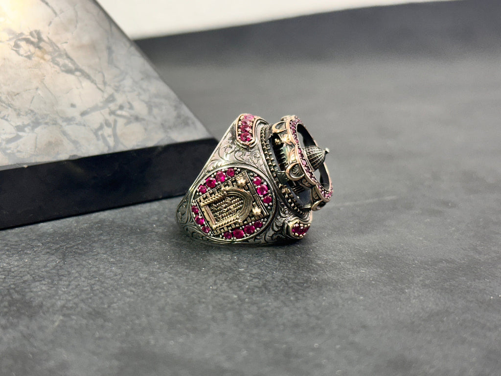 Islamic Sterling Silver Ring, Al Aqsa Masjid Oversized (Handmade)