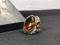 Large Sultanit Ring - Sterling Silver with Wolf Design