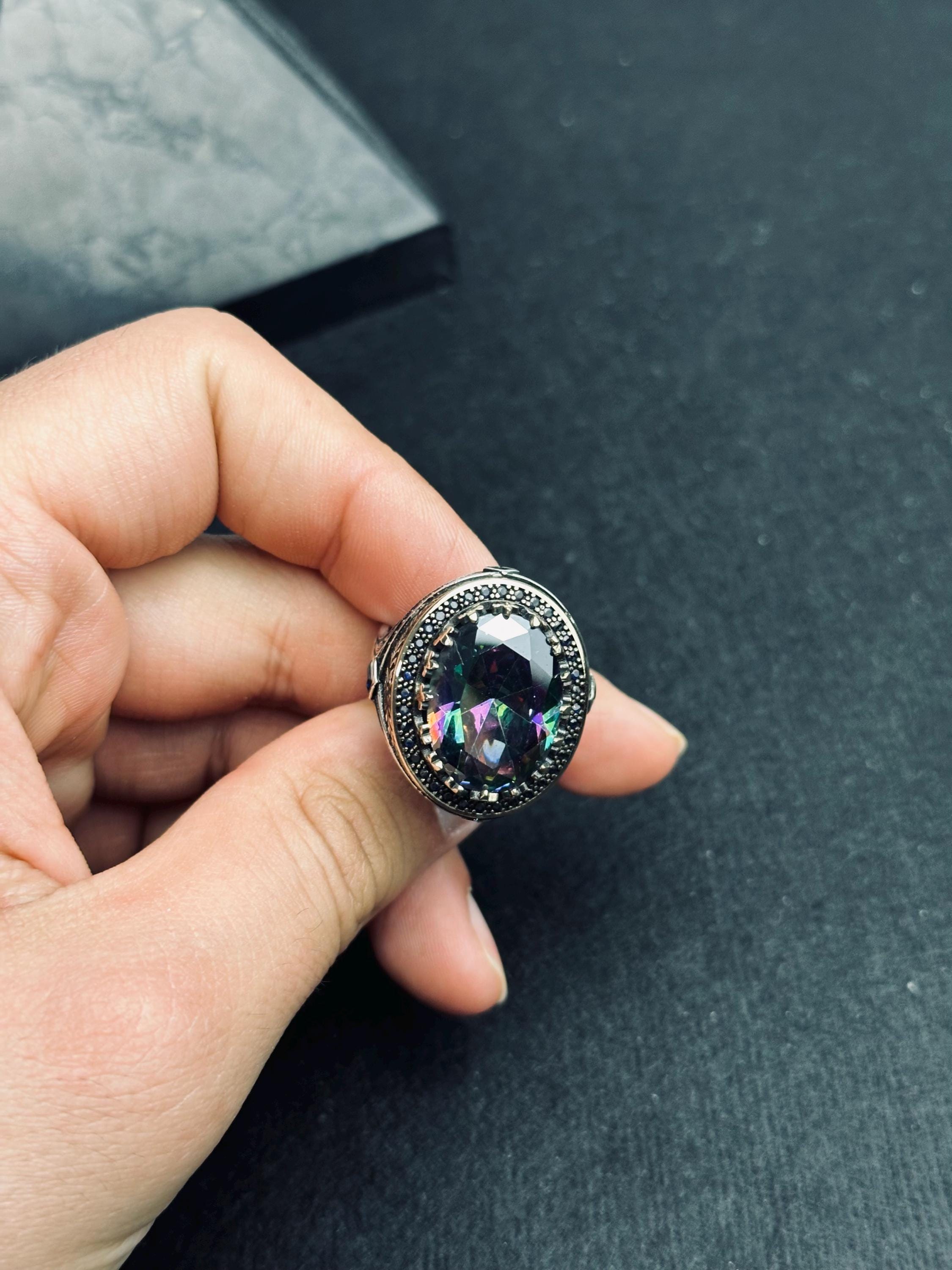 Serpent Ring: Mystic Topaz Stone - Sterling Silver Shaman Style