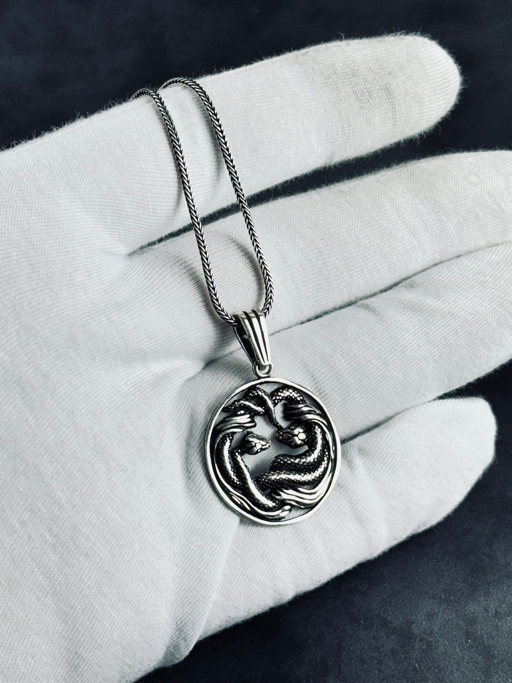 Handcrafted Silver Snake Necklace - Unique Pendant Design