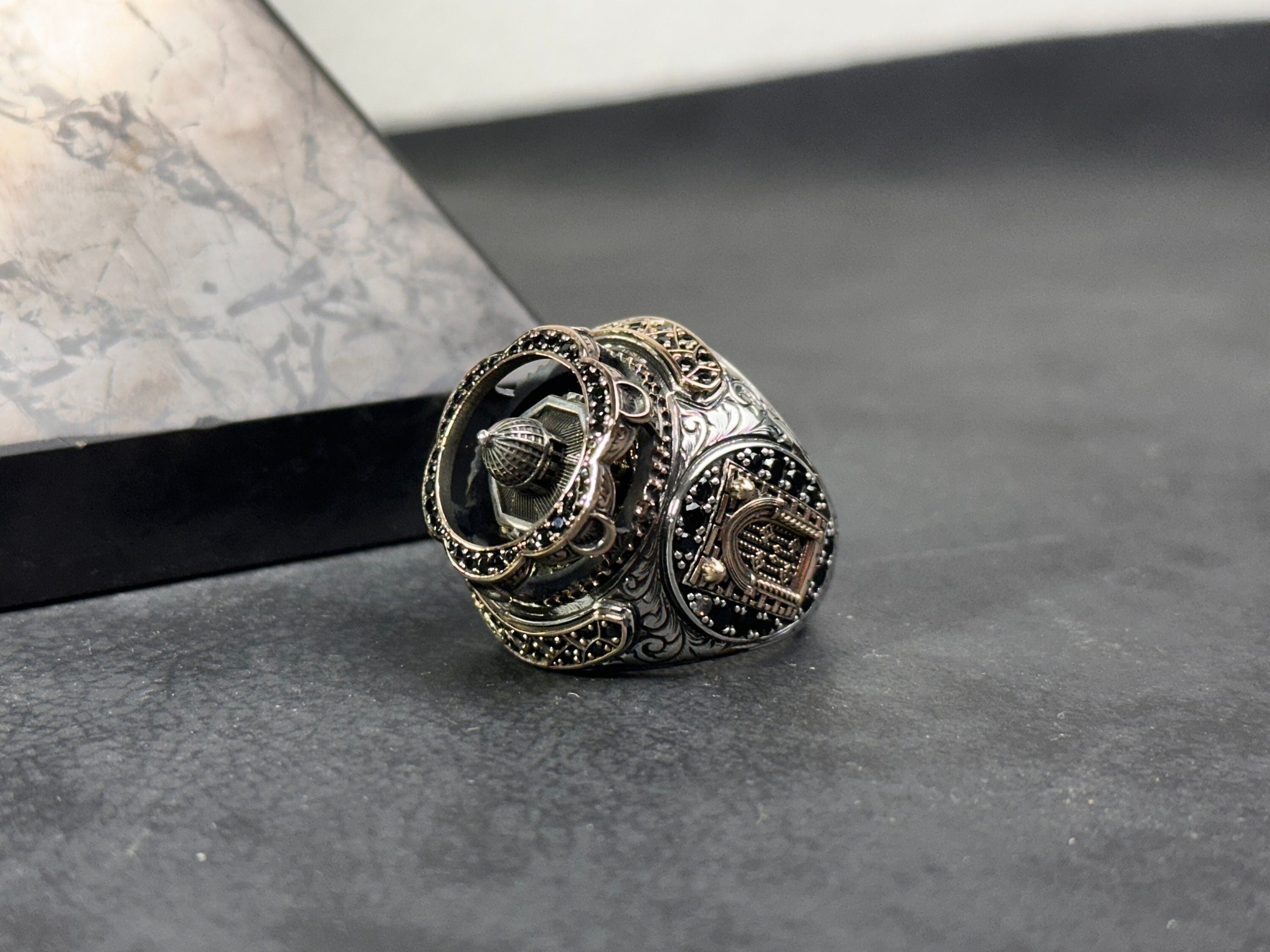 Islamic Sterling Silver Ring, Masjid Al Aqsa Oversized (Handmade)