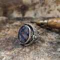 Sapphire Men's Ring, Oval Root Stone (925 Sterling Silver)