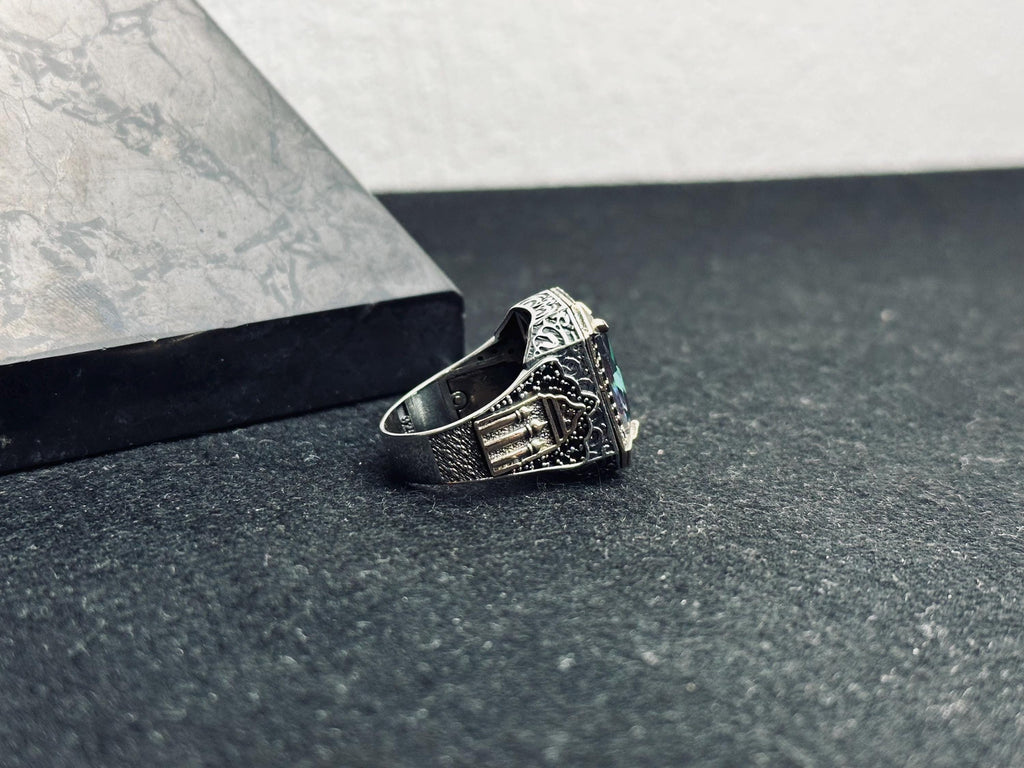 Mystic Topaz Sterling Silver Ring, Square Cut (Men's Statement)