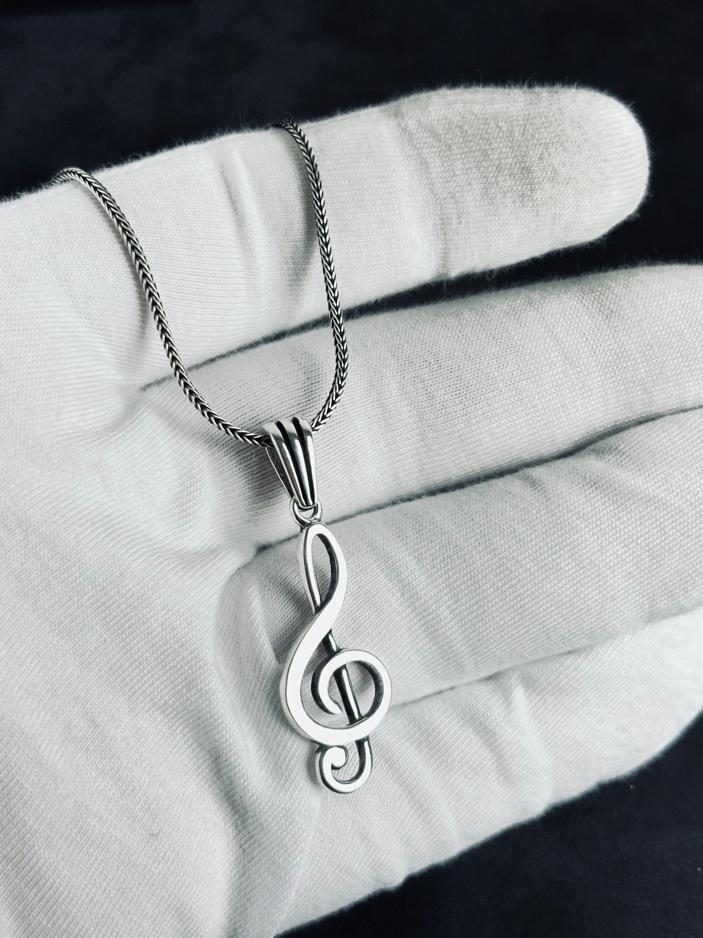 Treble Clef Necklace: Sterling Silver Music Pendant