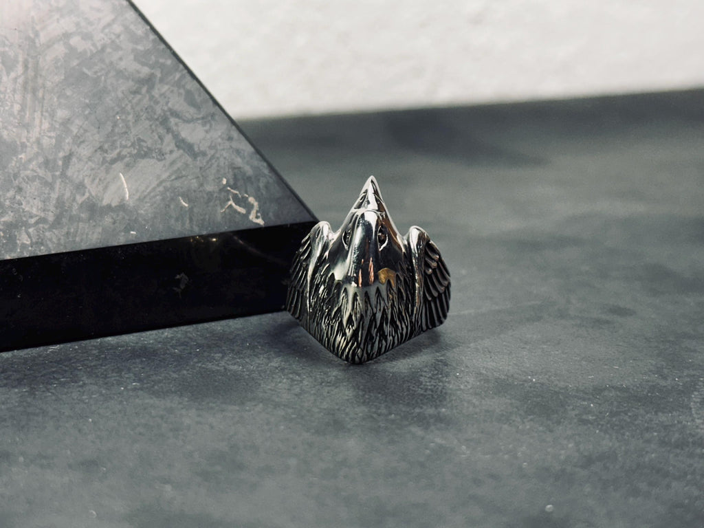 Raven Signet Ring: Sterling Silver Handmade - Engraved Bird Design
